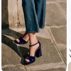 Sezane Sidonie High Sandals Purple Velvet - Size 8.5